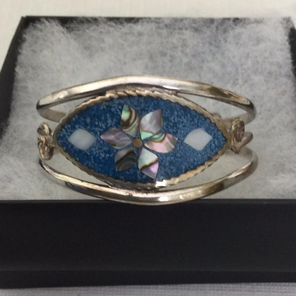 Silver and Blue Inlay Bracelet